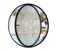 Round Window Rotating Tempered Glass Home Decoration Ventilation Windows Central Axis 360° Rotatable Window for Bathroom, Bedroom, Living Room(Black C,100cm)