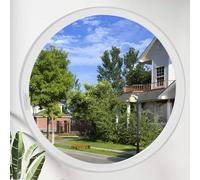 Round Window with Aluminum Frame Round Opening Portlight Window with Handle, 360° Rotating Pivot Casement Window, for Bathroom, Kitchen, Bedroom, Living Room(White+Transparent,50cm/19.7in)