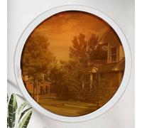 Round Window with Aluminum Frame Round Opening Portlight Window with Handle, 360° Rotating Pivot Casement Window, for Bathroom, Kitchen, Bedroom, Living Room(White+Brown,50cm/19.7in)