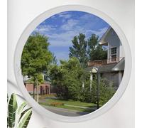 Round Window with Aluminum Frame Round Opening Portlight Window with Handle, 360° Rotating Pivot Casement Window, for Bathroom, Kitchen, Bedroom, Living Room(White+Gray,80cm/31.5in)