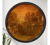 Round Window with Aluminum Frame Round Opening Portlight Window with Handle, 360° Rotating Pivot Casement Window, for Bathroom, Kitchen, Bedroom, Living Room(Black+Brown,50cm/19.7in)