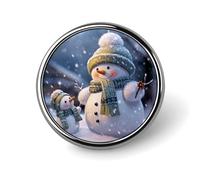 Round Winter Snowman Lapel Pin Metal Brooch Personalized Novelty Pin Cute Button Badge Safety Pin Fashion Jewelry Accessories Gift for Clothes Hat Backpack Bag