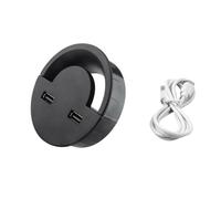 Round Wire Hole Cover Home Office Table Outlet Box Computer Desk Cord Grommet With 2 Port USB Cable Organization Case Desktop Cable Organization