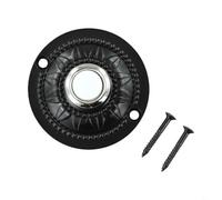 Round Wired Doorbell Push Button, Iron Lighted Replacement for Front Door, Continuous LED Illumination, DC 12-24V, Black, 2-Inch Diameter