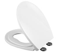 Round with Built-in Potty Training Seat for Kids Adults,Slow Close Never Loosen,360° Adjustable Hinge,Quick-Release,Space Saving Toddler PP,White