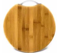 Round Woden Multipurpose Natural Bamboo Chopping Board with Handle for Kitchen Cutting Meat Veggie Cheese Bread eco-Friendly, Easy Grip for Chef Tray (25cm)