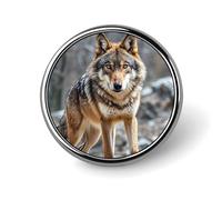 Round Wolf Brooch Classic Mini Pin 1 Inch Aluminum Alloy Lapel Pin Personalized Button Badge for Backpack Hat Suit Jacket Clothing Decoration