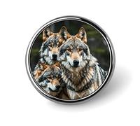 Round Wolves Wildlife Brooch Classic Mini Pin 1 Inch Aluminum Alloy Lapel Pin Personalized Button Badge for Backpack Hat Suit Jacket Clothing Decoration