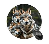 Round Wolves Wildlife Mouse Pad Non-Slip Rubber Base Waterproof Mouse Mat Travel Portable Gaming Mousepad for Office Work Home Computer Laptop Personalized Accessory