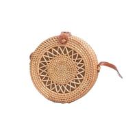 Round women's shoulder bag square straw beach wicker Balinese box Women's crossbody bag rattan woven summer handbag Messenger Tote(E)