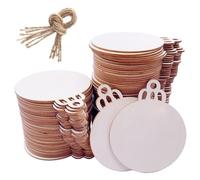 Round Wood Discs for Crafts 3Pcs 12 Inch Wood Circles Wood Rounds Wooden Cutouts with Ribbon & Twine for DIY Crafts Wood Buring Painting Christmas Decor,Wooden Circular Chips