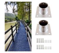 Round Wood Fence Post Anchor Brackets with Screws2PCS inless Steel Deck Railing Support 2.36" Diameter 3.15" Height for Porch Trim