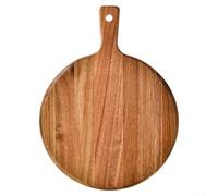 Round Wood Pizza Board 30.5 cm Diameter with Handle Rustic Wooden Chopping and Serving Tray for Pizza Cheese Appetisers and Bread in Kitchen or Dining Table
