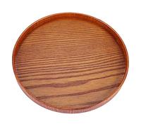 Round Wood Serving Tray Wooden Plate Tea Food Server Dishes Water Drink Platter Elegant Durable Kitchen Dining Tableware Brown 9.45 10.63 12.99 Inch (24cm/9.4in)