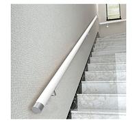 Round Wood Staircase Banister for Hallways Corridor Indoor Non Slip Support Rail with Silver Wall Brackets Elderly Children Safety Handrail (White 2.8m/9ft)