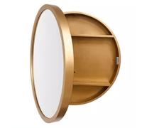 Round Wooden Bathroom Mirror Cabinet with Storage - 50 cm Vanity Wall Mirror Space-Saving Design Stylish Gold Finish - Perfect for Home Decor and nization