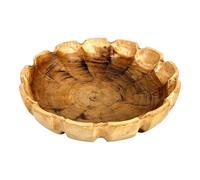 Round Wooden Bowl in Flower Shape - Handmade Solid Wood Bowl, Decorative Fruit Bowl & Home Accessory - Diameter 45 cm