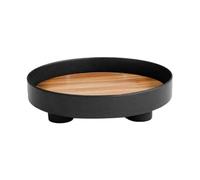 Round Wooden Decorative Tray Wooden Serving Tray for Home Decor Kitchen Counter Centerpiece Rustic Round Platter Farmhouse Style Serving Dish Ideal for Parties and Events