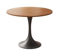 Round Wooden Dining Table ，Small Tulip Table For 2-4 Person, Retro Walnut Kitchen Table For Kitchen, Leisure Wood Mid Century Modern Table With Metal Pedestal Base For(Size:80x75cm,Color:walnut color)
