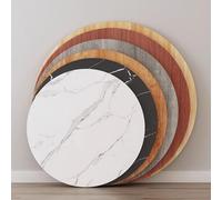 Round Wooden Dining Tabletop Replacement 28" White Round Top for Coffee Side Tables Easy Food Sharing Serving Plate Black Stone Finish Versatile 60cm Design