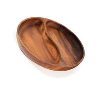 Round Wooden Divided Serving Tray - Versatile Dinner Platters for Bread, Fruit, Desserts & Snacks - Perfect for Parties & Entertaining
