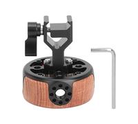Round Wooden Side Camera Handle Handgrip, Quick Release NATO Rail Rod Clamp for DSLR Mirrorless Camera Cage, Ergonomic Aluminum Alloy Grip with 3/8in - 16 Thread