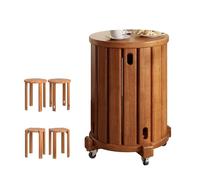 Round Wooden Stools, Stackable No Assembly Required, Versatile Side/Bedside/Coffee Table Alternative