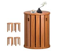 Round Wooden Stools, Stackable No Assembly Required, Versatile Side/Bedside/Coffee Table Alternative
