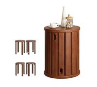 Round Wooden Stools, Stackable No Assembly Required, Versatile Side/Bedside/Coffee Table Alternative