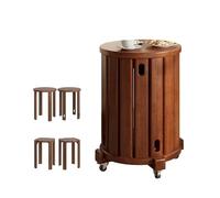 Round Wooden Stools, Stackable No Assembly Required, Versatile Side/Bedside/Coffee Table Alternative