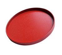 Round Wooden Tray-Food Snack Salad Bowl Serving Tray-for Tea Food Server Dishes Water Drink Platter-Red (21cm)