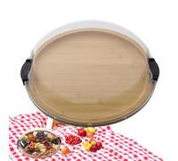 Round Wooden Tray - Portable Serving Board, Transparent Lid Dish | Snack Party Fruit Platter for Nuts Candies Cherries Appetizers Desserts Breakfast Lunch Dinner Outdoor Travel Celebration Gathering