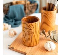 Round Wooden Utensil Holder Chopsticks Barrel Organizer for Home Kitchen