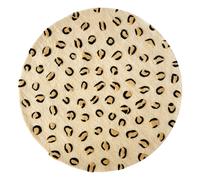 Round Wool Leopard Print Rug Multicoloured 120x120
