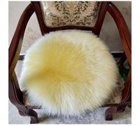 Round Wool Seat Cushion,Soft Sheepskin Chair Pad,Real Sheepskin Small Area Rug,Long Wool Stool Seat Cushion,for Living Room Bedroom Office Wheel Chair Car Seat Pad(Size:15.7in/40cm,Color:Yellow)