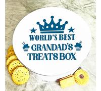 Round World's Best Grandad Personalised Treat Tin Personalised Gift | Custom Gift | Personalized Tin | Cake, Biscuit & Treat Tins | Gift For Her | Gift For Him