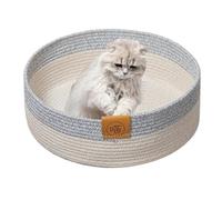 Round Woven Cat Bed - Cotton Rope Kitten Nest Basket Mat (1) Stylish Scratch Sleeping Mat | Indoor Nap Resting Place for Kittens, Cats, Home, Floor, Sofa, Decoration, Klei