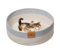 Round Woven Cat Bed - Functional Modern High-performance Lightweight, Portable, Sturdy, Cotton Rope Kitten, Sleeping Nest Fashionable Soft, Pet Scratcher Cute Mat Indoors | Indoors Compact