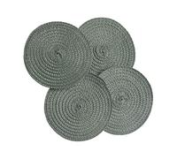 Round Woven Drink Coasters - Set of 4 - 12cm Diameter - Protects Surfaces from Spills & Heat - Natural Assorted Colours - Durable Polypropylene - For Home & Office Use (Sage)