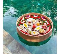 Round Woven Floating Serving Tray For Pool,Floating Breakfast Tray Table Serving Buffet With Handles,Pool Drink Holder Floats For Swimming Pool Beach Party Float Lounge