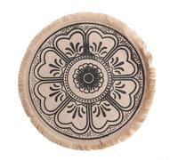 Round Woven for JUTE Placemats with Tassels, Heat Insulation Table Mats for Dining Room Decor, Soft Reusable Coasters Protecting for SURFACE from Scratches and Hot Dishes, 38-41cm(3)