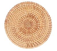 Round Woven Placemat, Hand Woven Natural Rattan Table Mat with Heat Insulation for Dining Table Kitchen Home (1Pcs)