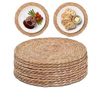 Round Woven Placemats - 10pcs 30cm rattan table mats | Heat Resistant Handwoven Wicker Table Mats For Dining Parties And Wedding Decor