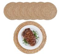 Round Woven Placemats, Rattan Placemats, 30cm Handwoven Water Hyacinth Placemats, Round Placemats Set of 6, Wicker Placemats for Dining Table, Home, Wedding, Kitchen, Wedding Decor