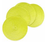 Round Woven Placemats Set of 4, 18cm/7inch Braided - Heat Resistant Coaster Mats for Small Plates & Coffee Tables(Green)