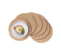 Round Woven Placemats Set of 6, Boho Rattan Place Mats, Farmhouse Weave Circle Table Mats, for Dining Table Decor