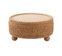 Round Woven Rattan Coffee Table, Rustic Hand-Woven Craft, Strong Load-Bearing Capacity, Japanese Style for Living Room Furniture