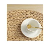 Round Woven Rattan Placemats, Natural Wicker Mats, Water Hyacinth Straw Braided Placemats, Set of 12