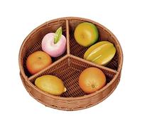 Round Woven Tray Organizer, Divided Storage Tray, Divided Wicker Fruit Basket, 3-Grid Divider Design, Easy Application, 6.5x30.5cm for Home, Studio, or Restaurant Use