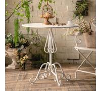 Round Wrought Iron Coffee Table with Large Stone Top Rust-Resistant Design for Outdoor Patio Garden Indoor Living Room Stylish & Furniture